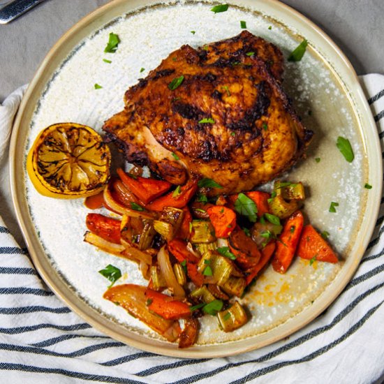 Harissa Chicken Thighs with Veggies