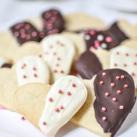 Chocolate Dipped Heart Shortbread