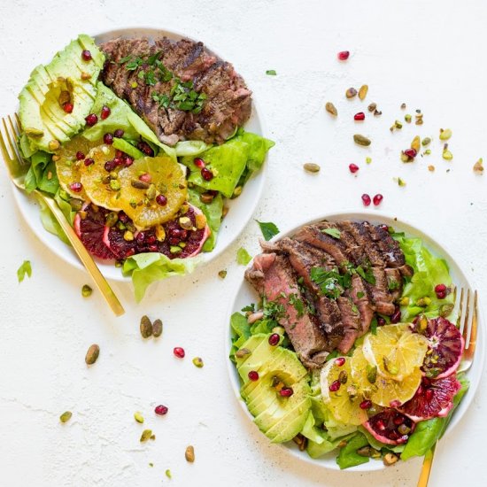 Steak with Citrus and Avocado Salad