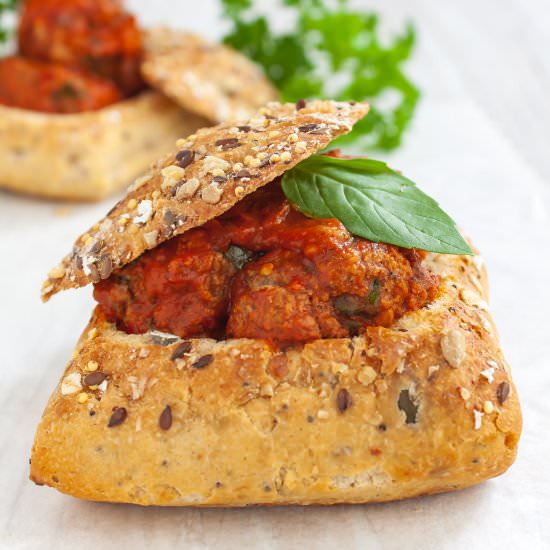 Healthy Meatballs in Bread Bowl