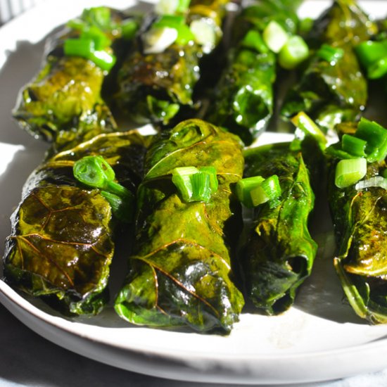 Beef Wrapped in Collard Green