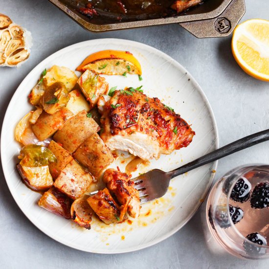 One Pan Harissa Chicken Dinner