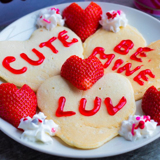 Conversation Heart Pancakes