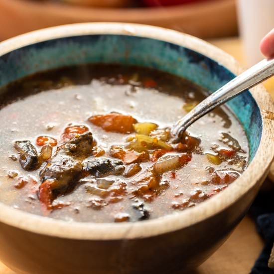 Barley soup with mushrooms