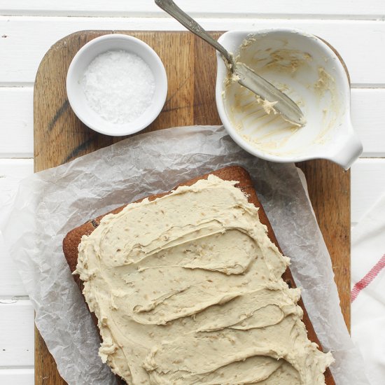 Banana Sheet Cake with Peanut Icing