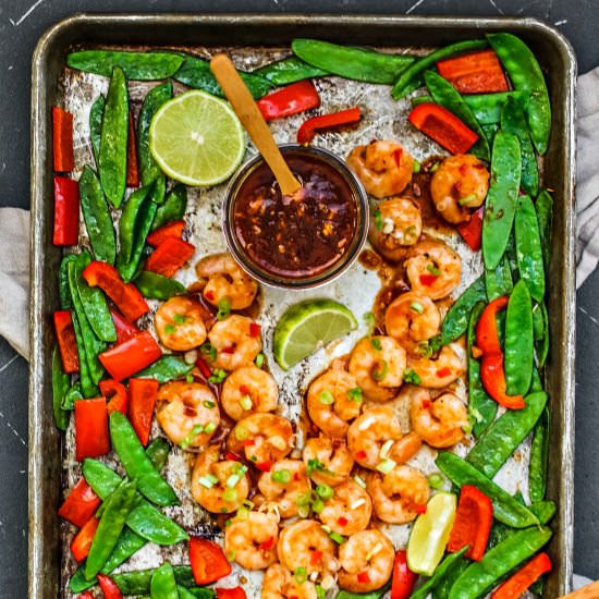 sheet pan sweet chili shrimp