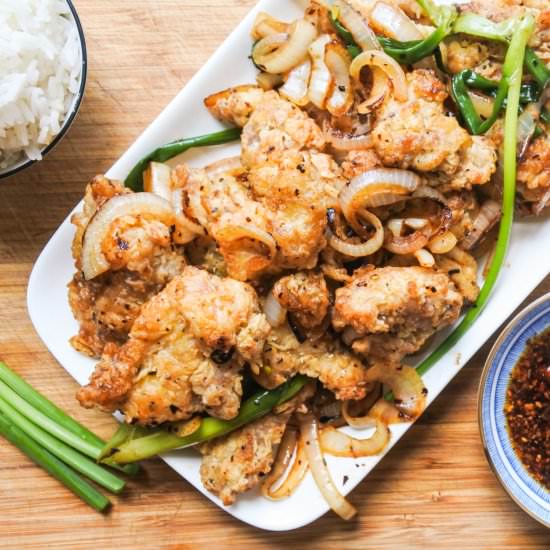 Spicy Salted Chicken with Scallions