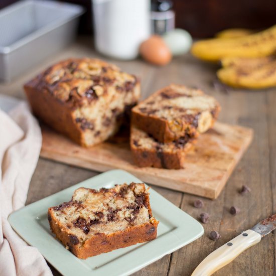 Chocolate Chip Nutella Banana Bread