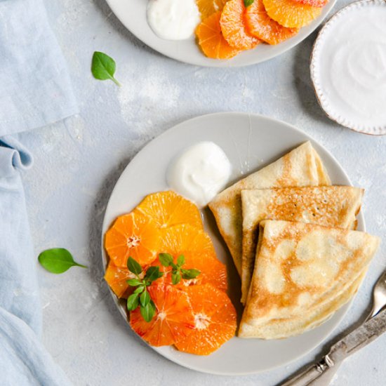 Citrus crepes with honey