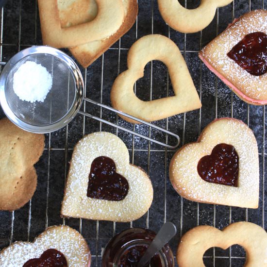 Raspberry Almond Linzer Cookies