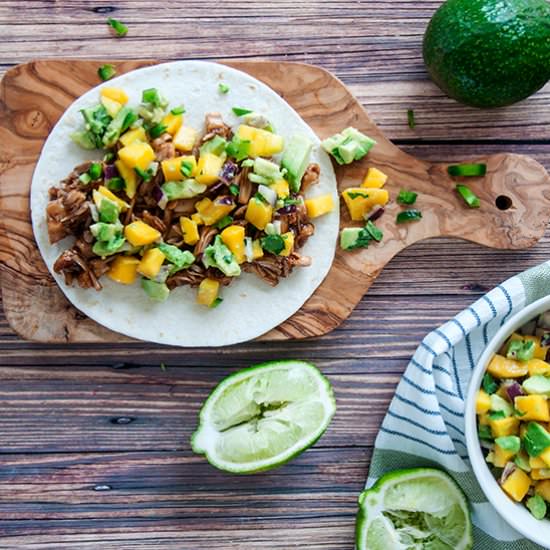 BBQ Jackfruit Tacos and Mango Salsa