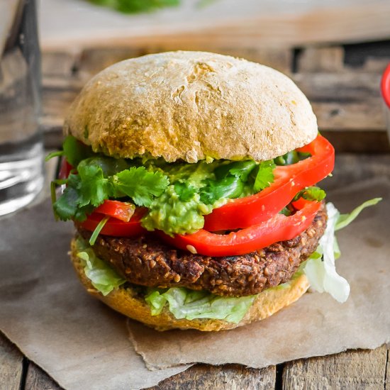 Caribbean Jerk Millet Burgers+ Guac