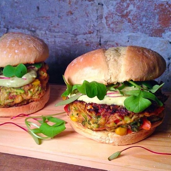 Corn and zucchini burger