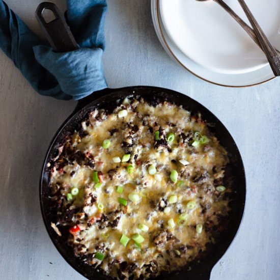 Cheesy Cauliflower and Beef Skillet