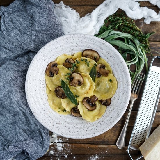 Mushroom Ravioli with Brown Butter