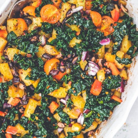 Roasted potato kale breakfast hash