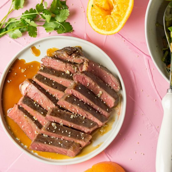 Orange Marinated Strip Steak