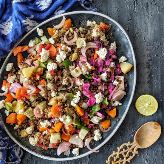 Lentil Vegetable Rainbow Salad