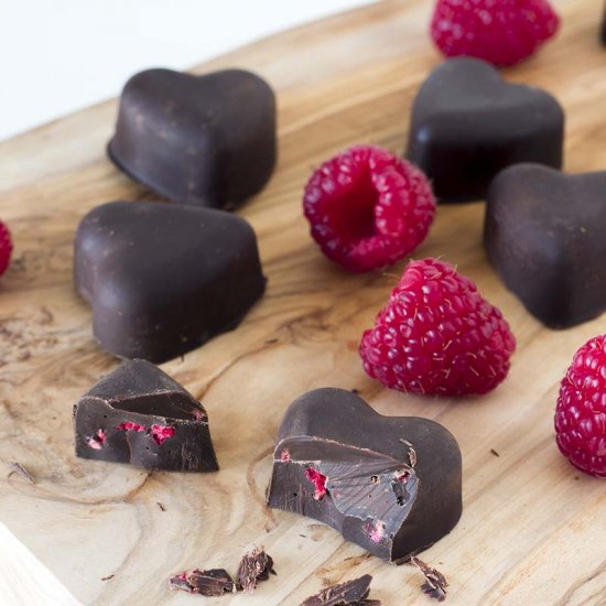 Chocolate raspberry hearts