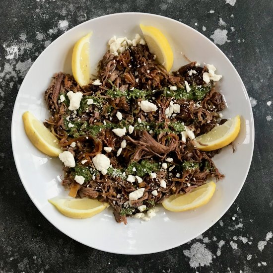 8 Hour Roasted Lamb with Feta