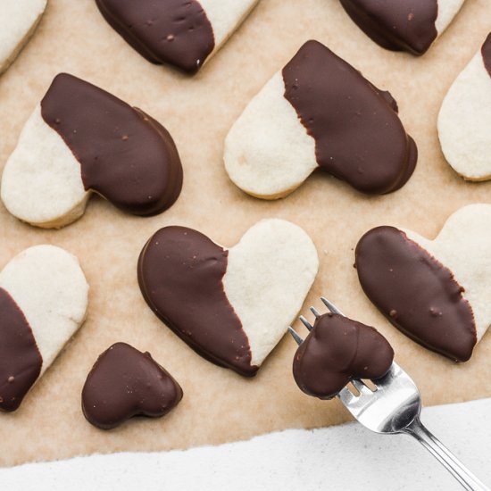 Chocolate Shortbread Heart Cookies