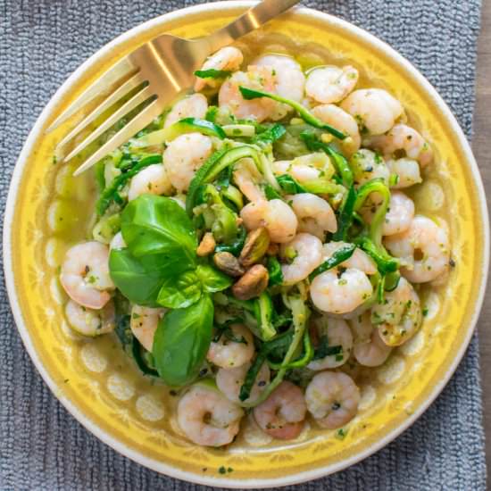 Quick Shrimp Pesto Zoodles