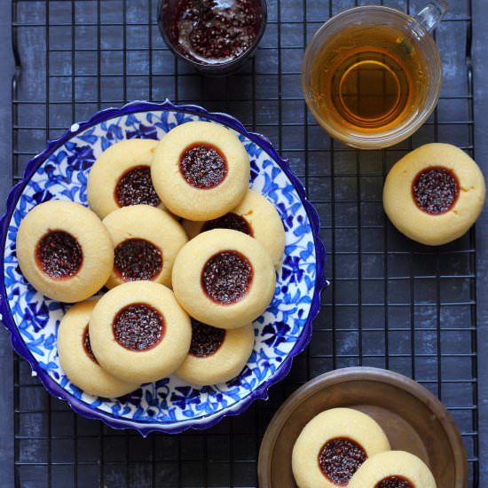 custard powder thumbprint cookies