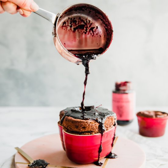 Chocolate Soufflé & red wine sauce