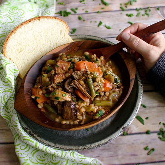 Beef and Barley Soup with Bacon