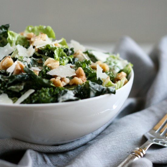 Kale Caesar Salad & Toasted Walnuts