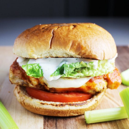 Buffalo Chicken Breast Burgers