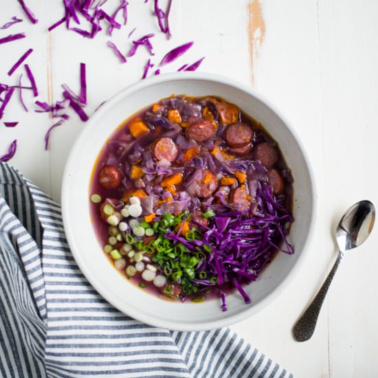 Sausage, Cabbage, Sweet Potato Stew