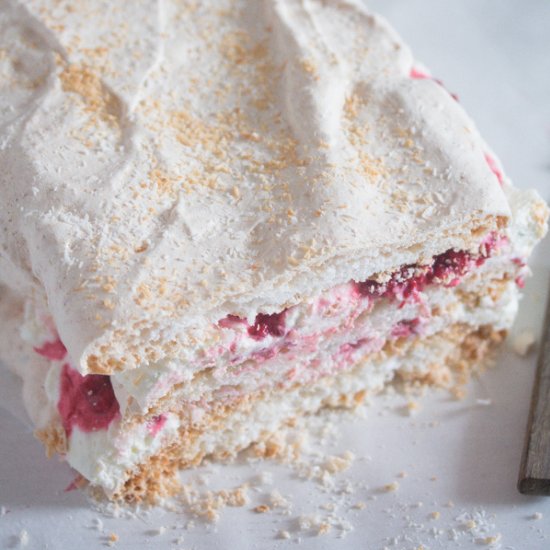 Stacked Pavlova with Raspberries