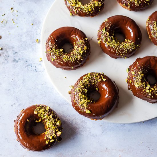 Vegan Chocolate Glazed Baked Donuts