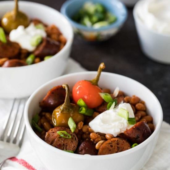 Slow Cooker Beans and Sausage