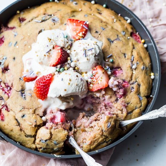 Strawberry Sprinkle Skillet Cake