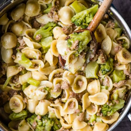 One Pot Orecchiette with Sausage