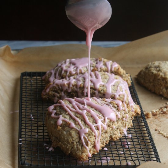 Oat Scones with Blood Orange glaze