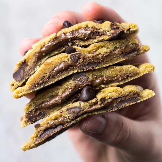 Nutella Stuffed Choc Chip Cookies