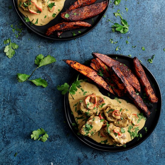 Spicy Tahini Pork w/ Sweet Potatoes