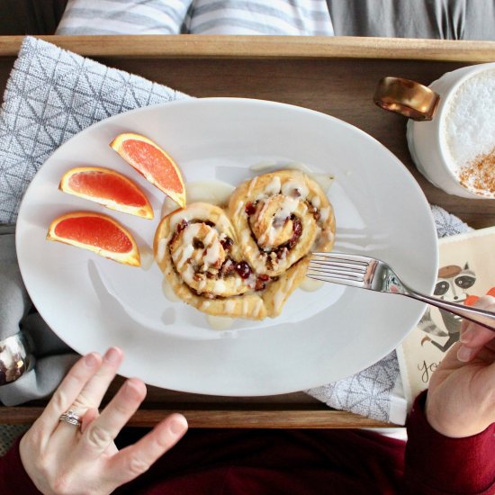 Heart Shaped Cranberry Orange Rolls