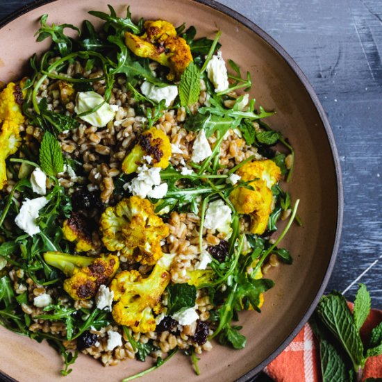 Roasted Cauliflower Farro Salad