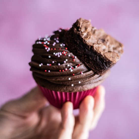 Red Wine Chocolate Brownie Cupcakes