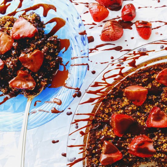 Chocolate Strawberry Oatmeal Bake