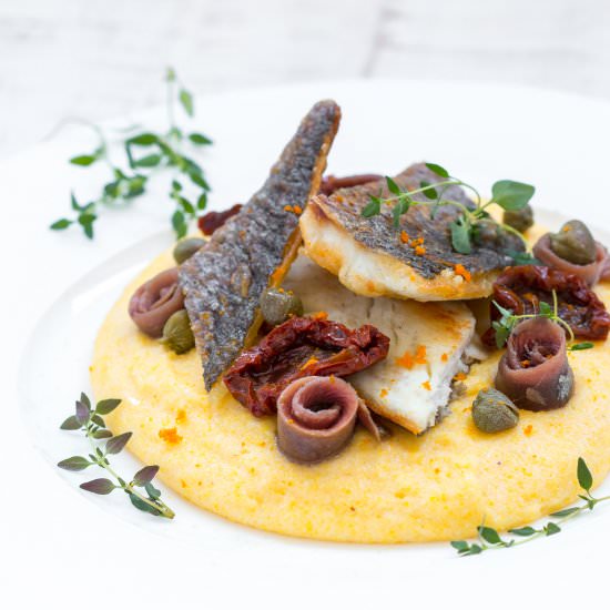 Sea bream on polenta mousse