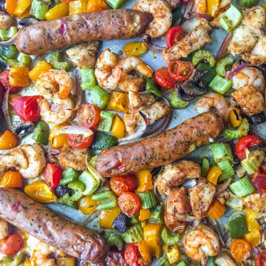 Cajun Shrimp & Chicken Sheet Pan