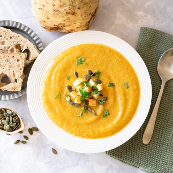 Celeriac and Butternut Squash Soup