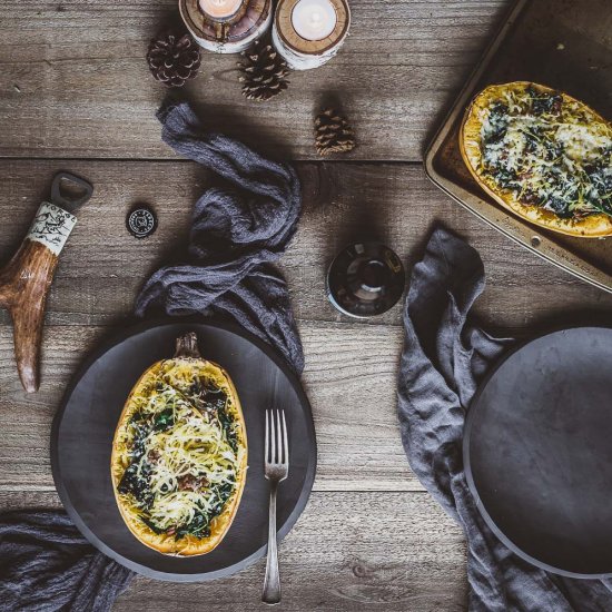 Spaghetti Squash w Kale & Sausage