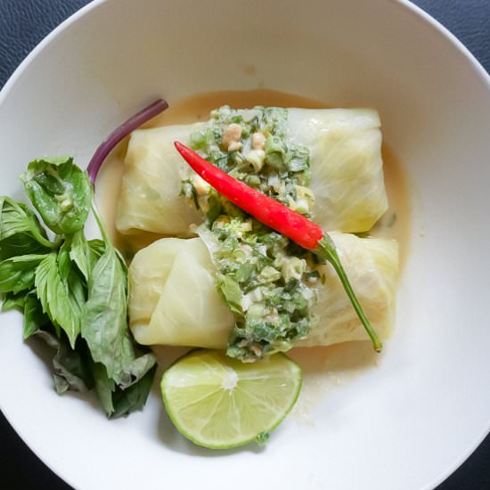 asian stuffed cabbage rolls