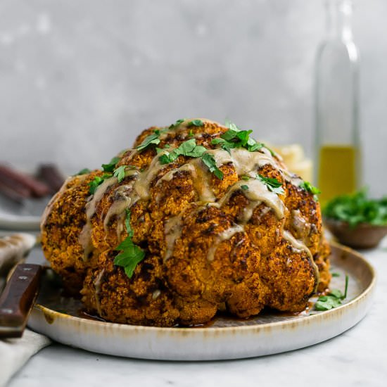 Whole Roasted Cauliflower w/ Tahini